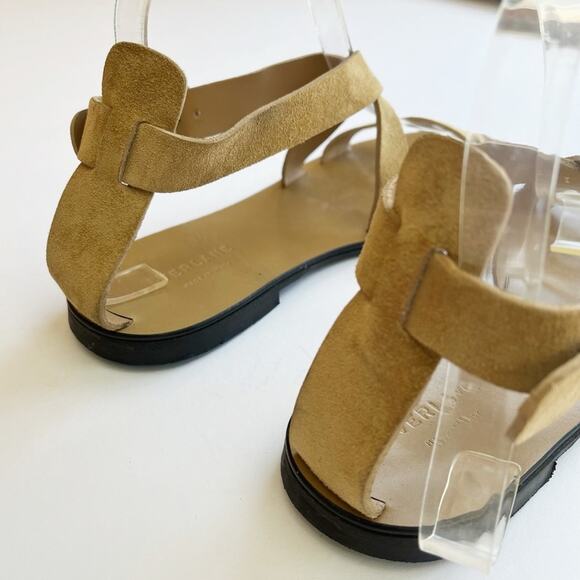 EVERLANE Modern Wrap Sandal Strappy Suede Flat Sandals Tan - Picture 4 of 6